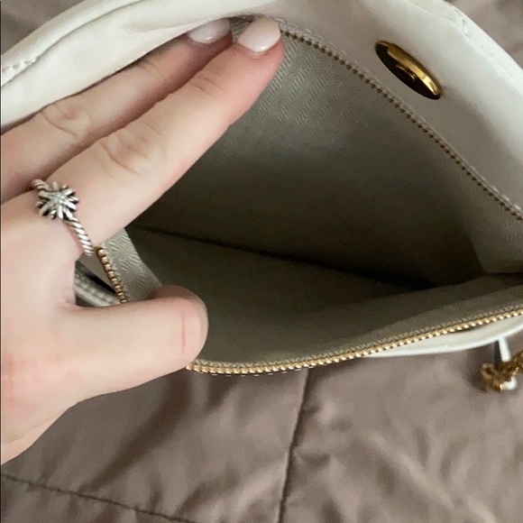 Tory Burch Kira chevron clutch in new ivory